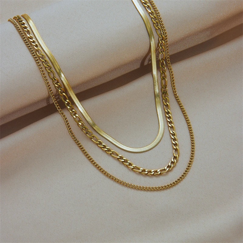 Celestial Glow Layered Chain Necklace Set
