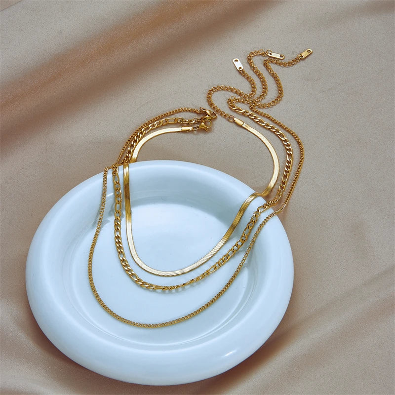 Celestial Glow Layered Chain Necklace Set