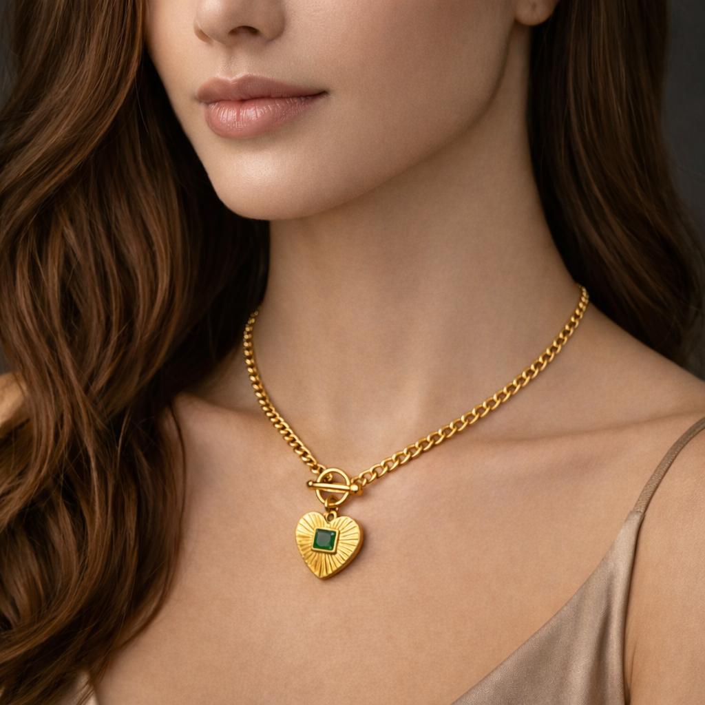 Ocean Grace Heart Necklace & Earrings Set