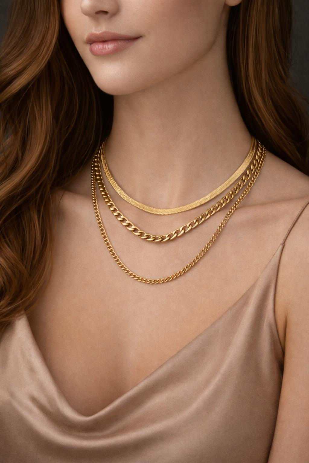 Celestial Glow Layered Chain Necklace Set