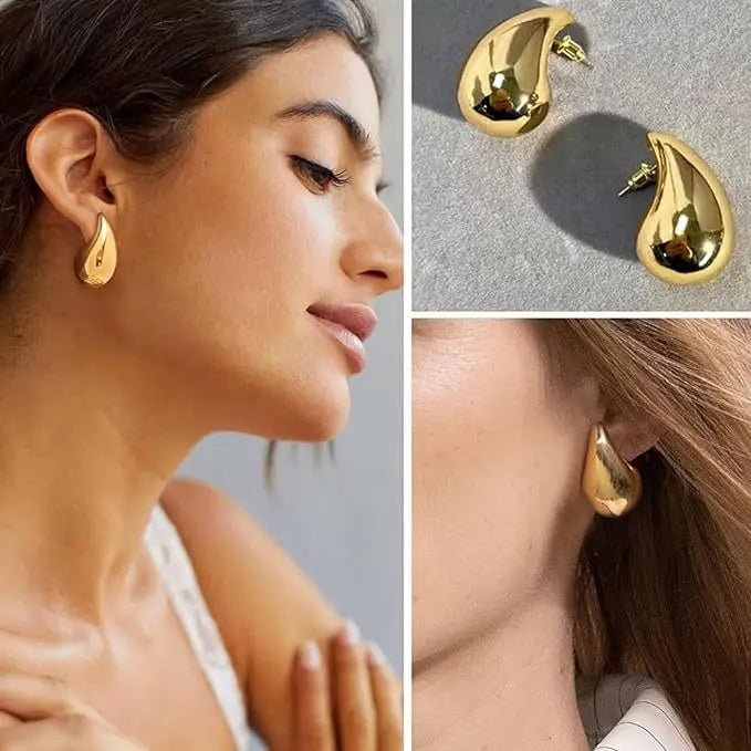Elegant Touch Gold-Tone Teardrop Earrings
