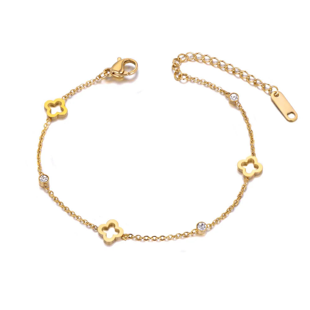 Bright Bloom Anklet, gold-tone