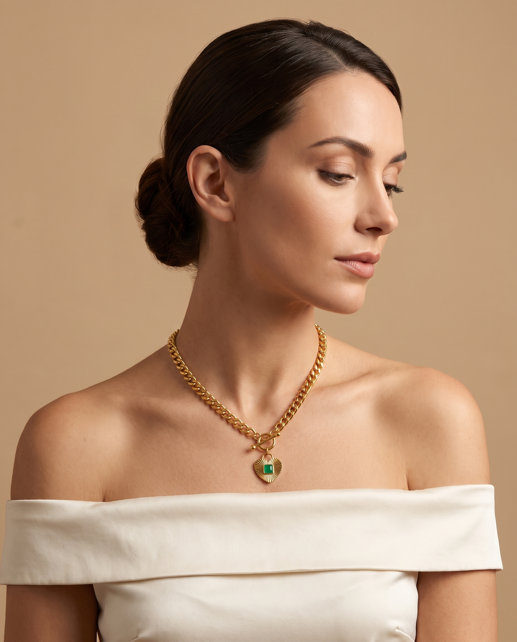Ocean Grace Necklace, gold-tone – portrait on model