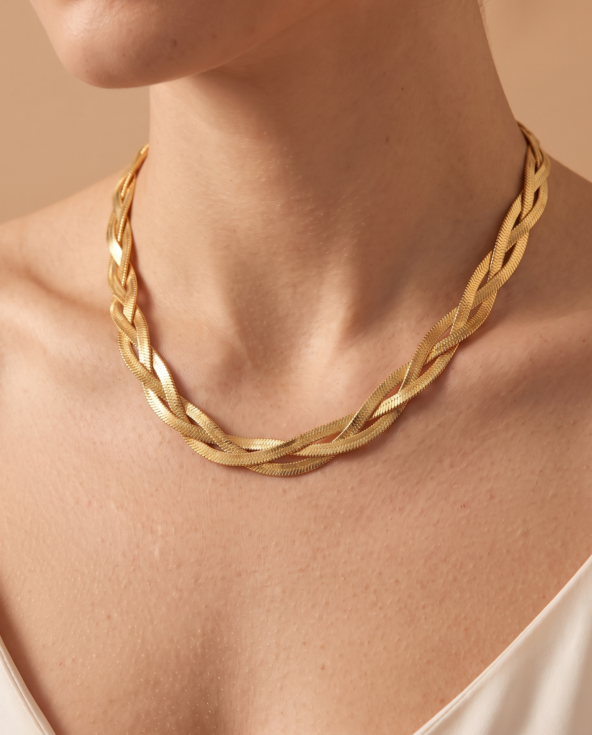 Whispering Sands Necklace, close-up of the braided strands | Whispering Sands ketting, close-up van de gevlochten strengen