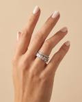 Crystal Spark Ring, silver-tone, worn on the hand | Crystal Spark ring, zilverkleurig, gedragen aan de hand