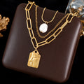 Golden Wave Layered Necklace Set